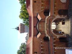 View of the interior of the Barbican facing the neck in Kraków, with the Florian Gate in the background.