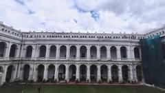 inner courtyard of the Indian Museum in Kolkata under restoration