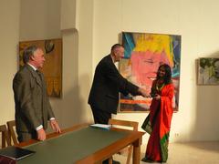 Papia Ghoshal receives European Prize for Fine Arts from Prof. PhDr. Miroslav Klivar