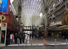 View southeast down the Fremont Street Experience from Casino Center Boulevard in downtown Las Vegas, Nevada