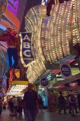 ABC Store at Fremont Street Experience in Downtown Las Vegas with Vegas Vic neon cowboy sign