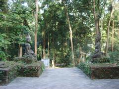 Garden and statues at Wat Umong in Chiang Mai