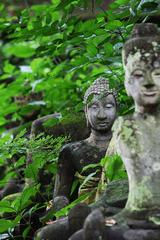 Wat Umong in Thailand with an ancient Buddha statue