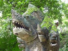 Three Nagas sculpture at Wat Umong Putthatham