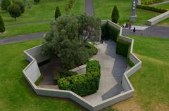 Shrine of Remembrance northwest courtyard with Olive tree