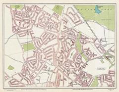 Double-page spread from a 1939 street atlas of Birmingham, England, showing the Kingstanding Road area