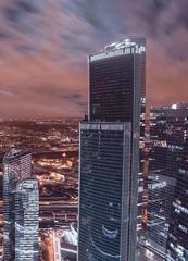 Eurasia Tower in Moscow at sunset