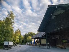 scenic view of Langenau Wild Park in Zurich with animals