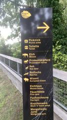 Goats sign post at Zurich wild park Langenberg