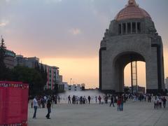 Monument in Plaza de la República at sunset in Mexico