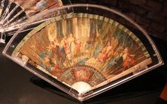 18th-century ivory and watercolor paper fan