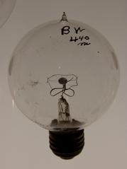 Huntington lightbulb collection featuring historic light bulbs from the 1890s to the 1960s