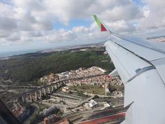 Aerial view of the Atlantic coastline during flight from Madeira to Lisbon