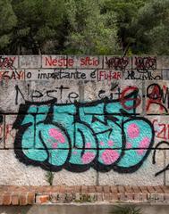 Graffiti at Keil do Amaral viewpoint in Parque Florestal de Monsanto, Lisbon