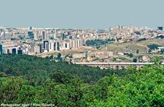 Panoramic view of Lisbon with red-roofed buildings and São Jorge Castle