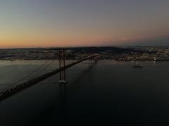 Aerial view of Lisbon cityscape with Tagus River in the background