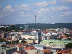 View from castle area towards TV tower in Vilnius, Lithuania