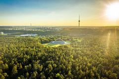 Vingio Parkas, aerial view of a lush green park