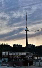 Vilnius TV Tower at dusk, July 2022