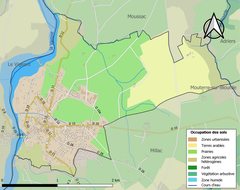 Map of infrastructure and land use in L'Isle-Jourdain, France in 2018