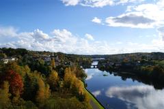 View of the Vienne Valley with Isle Fort, St. Sylvain Bridge, church, and La Roche dam