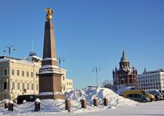 Market Square in Helsinki with Uspenski Cathedral in the background