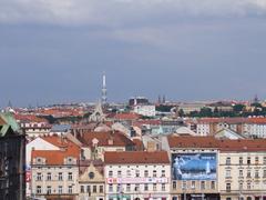 Prague cityscape view from a hotel in Anděl