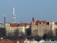 View from Vyšehrad Fortress in Prague showcasing Albertov and Charles University buildings