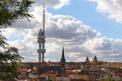 Zizkov TV Tower in Prague from National War Museum