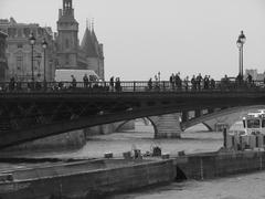 Panoramic view of bridges over the Seine River in Paris