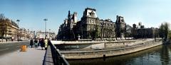 The Seine and the Town Hall Esplanade from Arcole Bridge in Paris, France