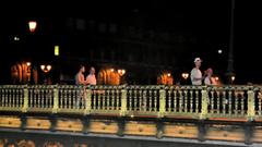 Pont d'Arcole at night in Paris