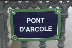 Plaque du pont d'Arcole, Paris