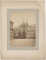 Decoration at the portal of Nieuwe Kerk for the wedding of King Willem III and Queen Emma