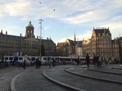 Tram on De Dam square in Amsterdam