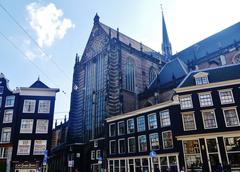 The New Church in Amsterdam with its Gothic architecture and ornate façade