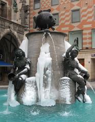 Winter at Fischbrunnen on Marienplatz in Munich