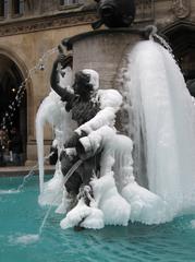 Winter scene at Fischbrunnen on Marienplatz in Munich