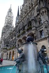 Marienplatz square in Munich with New Town Hall and Frauenkirche in background