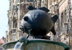 Fischbrunnen fountain at Marienplatz in Munich, Germany