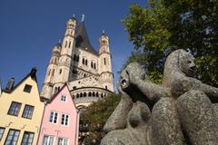 Fischmarkt in Cologne, Germany with colorful historic buildings