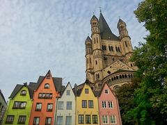 Fischmarkt Cologne with historic buildings and outdoor restaurants