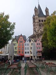 Colorful buildings at Fischmarkt in Cologne, Germany