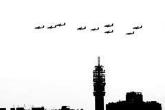 Torre Entel during Chilean Air Force rehearsal in Santiago, Chile