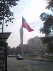 Santiago de Chile with Bicentennial Flag and Torre Entel