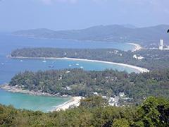 Phuket, Thailand shore with Kata Noi Beach, Kata Beach, and Karon Beach