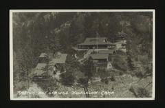 bird's eye view of Radium Hot Springs bungalow camp in British Columbia