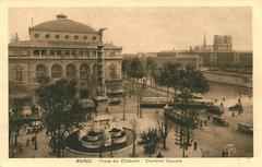 Vintage postcard of Place du Châtelet, Paris before 1936