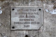 Plaque in honor of Jem Harrix on the Pont au Change in Paris