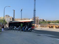 Panoramic view of Barcelona with iconic landmarks and Mediterranean Sea